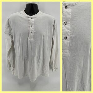 Vintage Willow Bay Henley Shirt Mens Large Cream Off White 90s Long Sleeve L